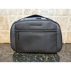 Life is Good Black Travel Valet Hanging Toiletry Bag Zippers Hook